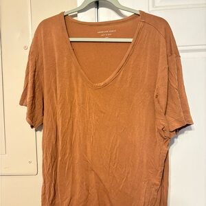 American Eagle Burnt Orange V-Neck Tee